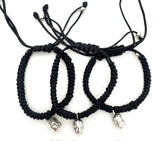 Verstellbare Happy Buddha Armbänder II – Schwarz, 12 Stück