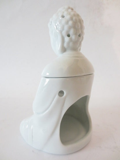 Weißer Meditations-Buddha-Ölbrenner (Luxus)