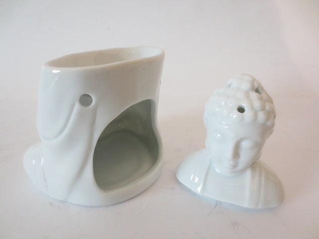 Weißer Meditations-Buddha-Ölbrenner (Luxus)