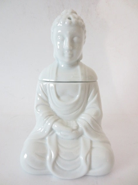 Weißer Meditations-Buddha-Ölbrenner (Luxus)