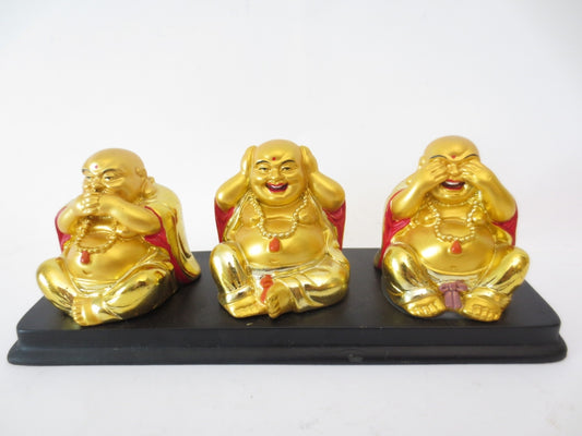 Großhandel – Happy Life Golden Buddha Set 3 – Kein Zuhören, kein Reden und Stille