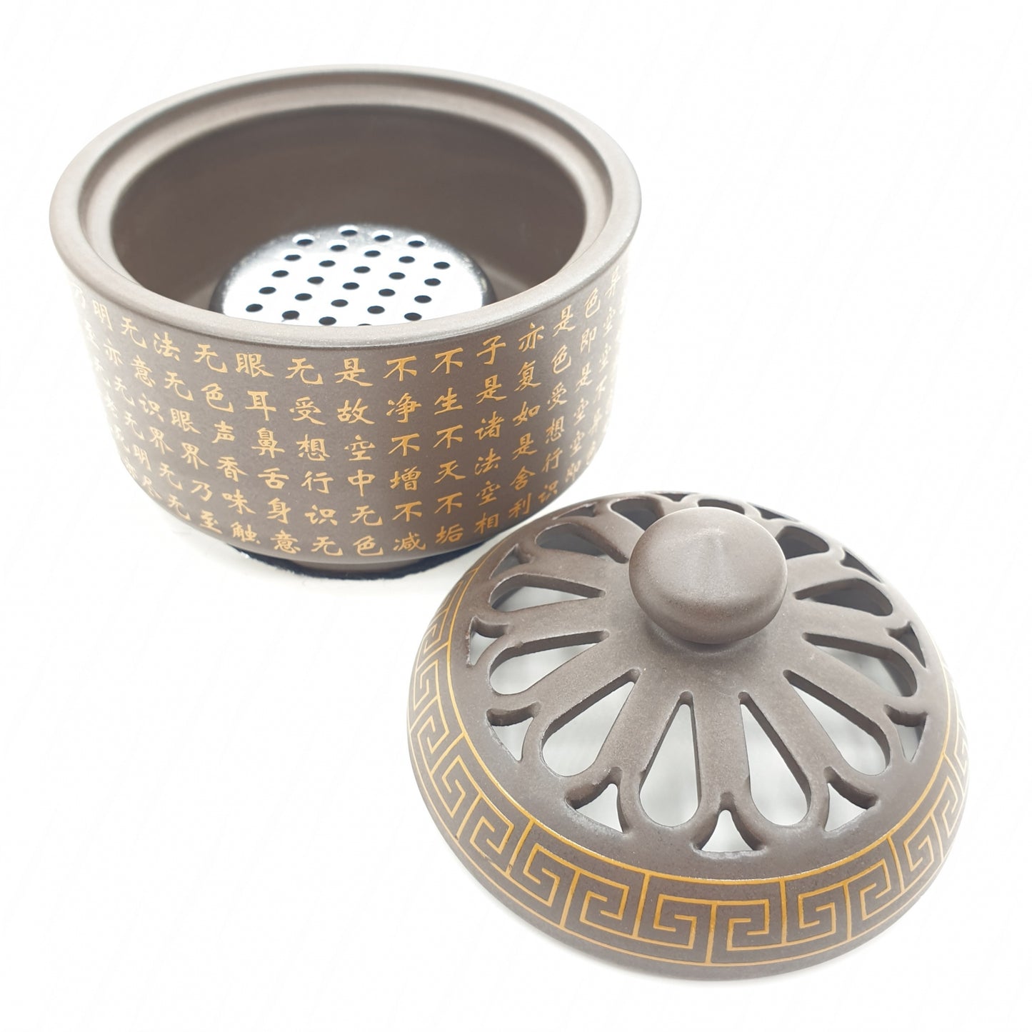 Großhandel – Luxus-Harzbrenner – Braun mit goldenen chinesischen heiligen Schriftzeichen