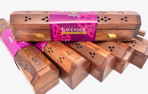 Großhandel - Tulasi Räucherstäbchenhalter-Geschenkset - Lavendel (6 Stück)