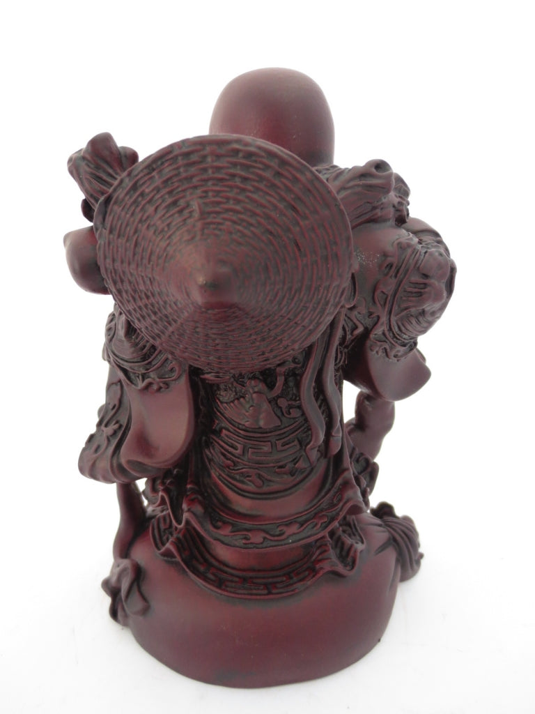 Großhandel – Reichtum Boedha Red steht mit Krug und Glücksmünzen da