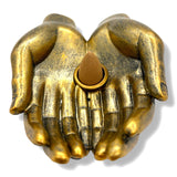 Bronzer Offene Hände-Räucherhalter für Stäbchen &amp; Kegel