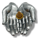 Silbere Offene Hände-Räucherhalter für Stäbchen &amp; Kegel