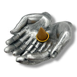 Silbere Offene Hände-Räucherhalter für Stäbchen &amp; Kegel