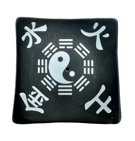 Schwarzer Quadratischer Yin Yang-Räucherhalter für Stäbchen Set (6 stück)