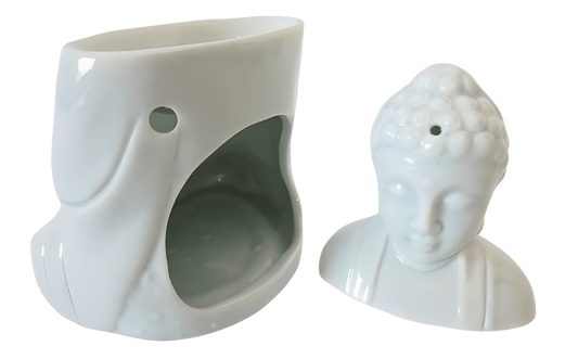 Meditations-Buddha Duftölbrenner Luxus weiß