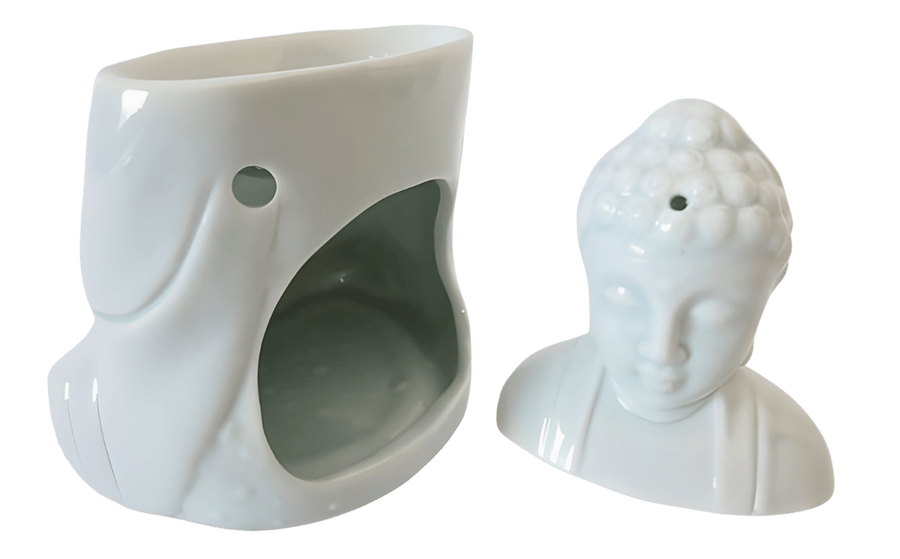 Meditations-Buddha Duftölbrenner Luxus weiß