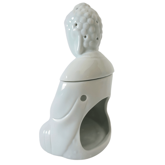 Meditations-Buddha Duftölbrenner Luxus weiß