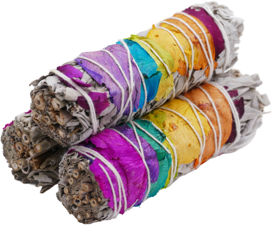 Weißer Salbei und 7-farbige Rosenblätter, Räuchermischung, 12 cm (3 x 40-45 g)