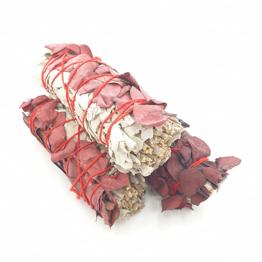 Grohandel - Weier Salbei &amp; Eukalyptus Roter Smudge 12cm (3 x 40-50 Gramm)