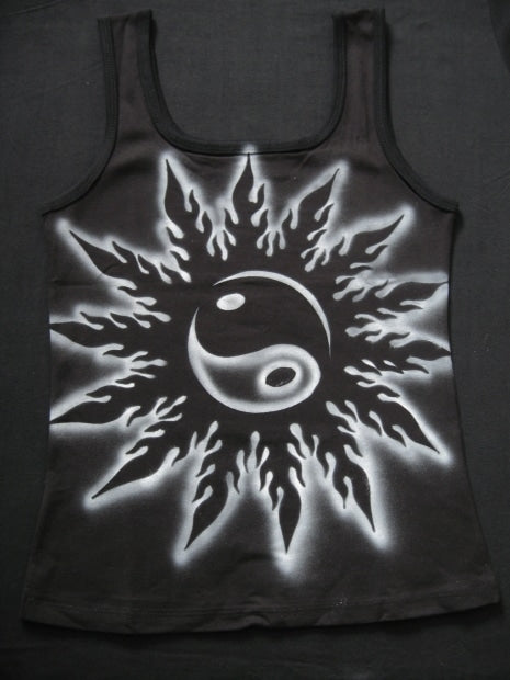 Yin Yang mit Flamme Top - M