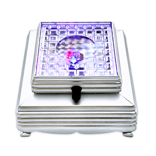 Silberne Lichtbasis für Kristalle – 8 cm