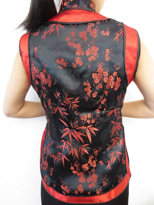 zwart met rode bloemen - 34