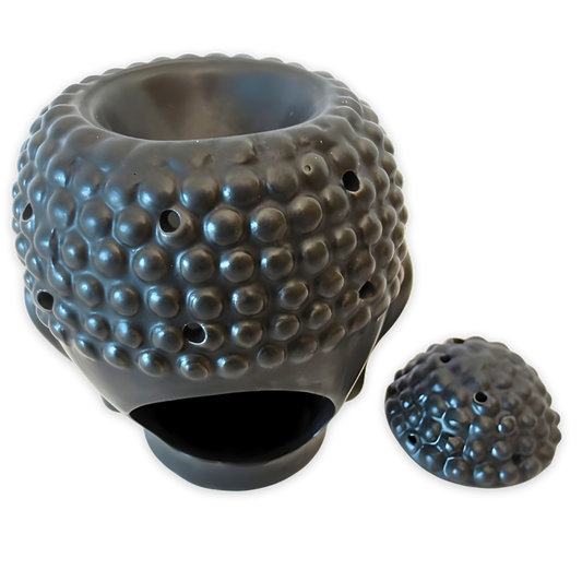 Schwarzer Buddha-Kopf Duftölbrenner(13 cm)