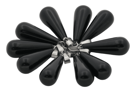 Schwarzer Onyx-Tropfenanhänger (10 Stück)