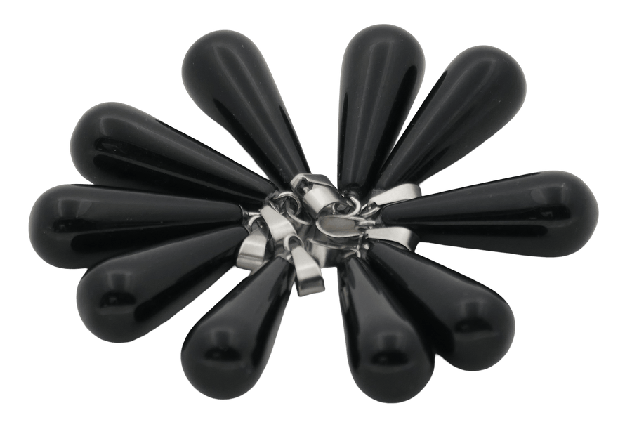 Schwarzer Onyx-Tropfenanhänger (10 Stück)